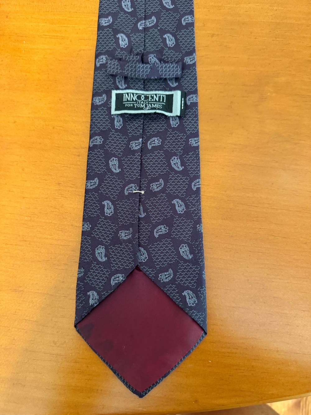 Burgundy Paisley Silk Tie tall man made in USA vintage